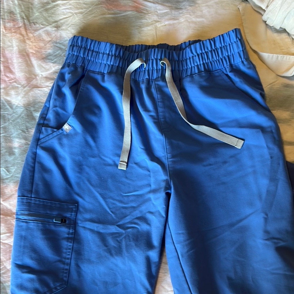 Ceil blue old style ,FIGS small tall high waisted Zamora ceil blue